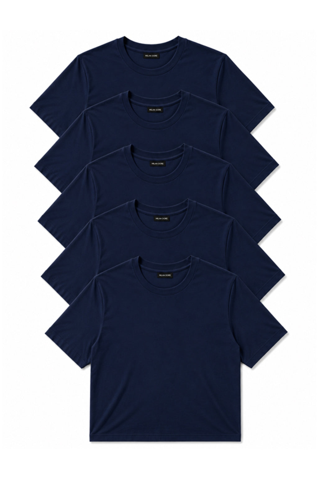 5'li Set Erkek Beyaz-Haki-Bej-Siyah-Laci Slim Fit Bisiklet Yaka Basic Tişört