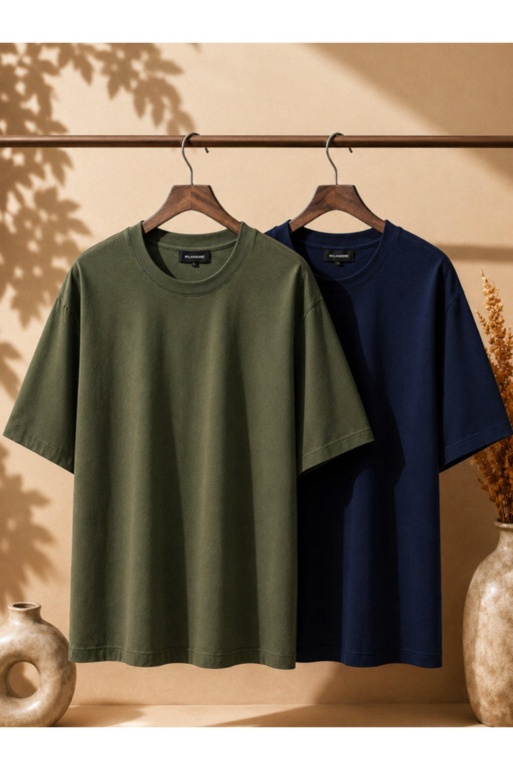 2'li Paket Unisex Siyah-Siyah Oversize T-shirt Seti - Bisiklet Yaka Basic Tişört