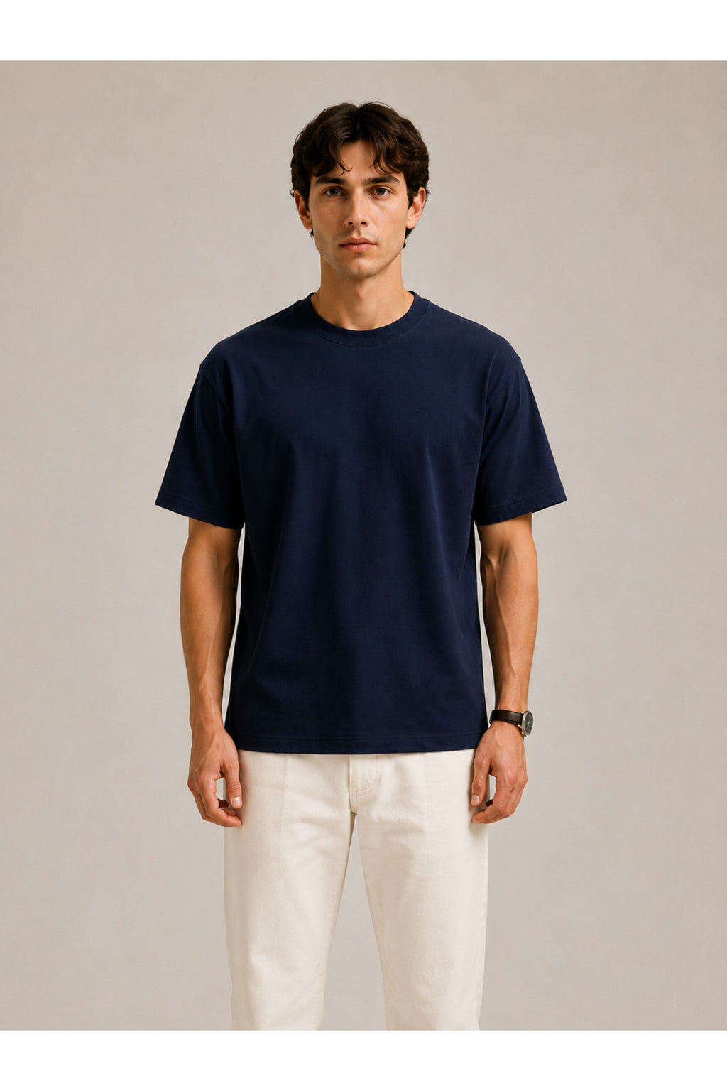 Erkek Unisex Oversize %100 Pamuk Bisiklet Yakalı Siyah T-Shirt