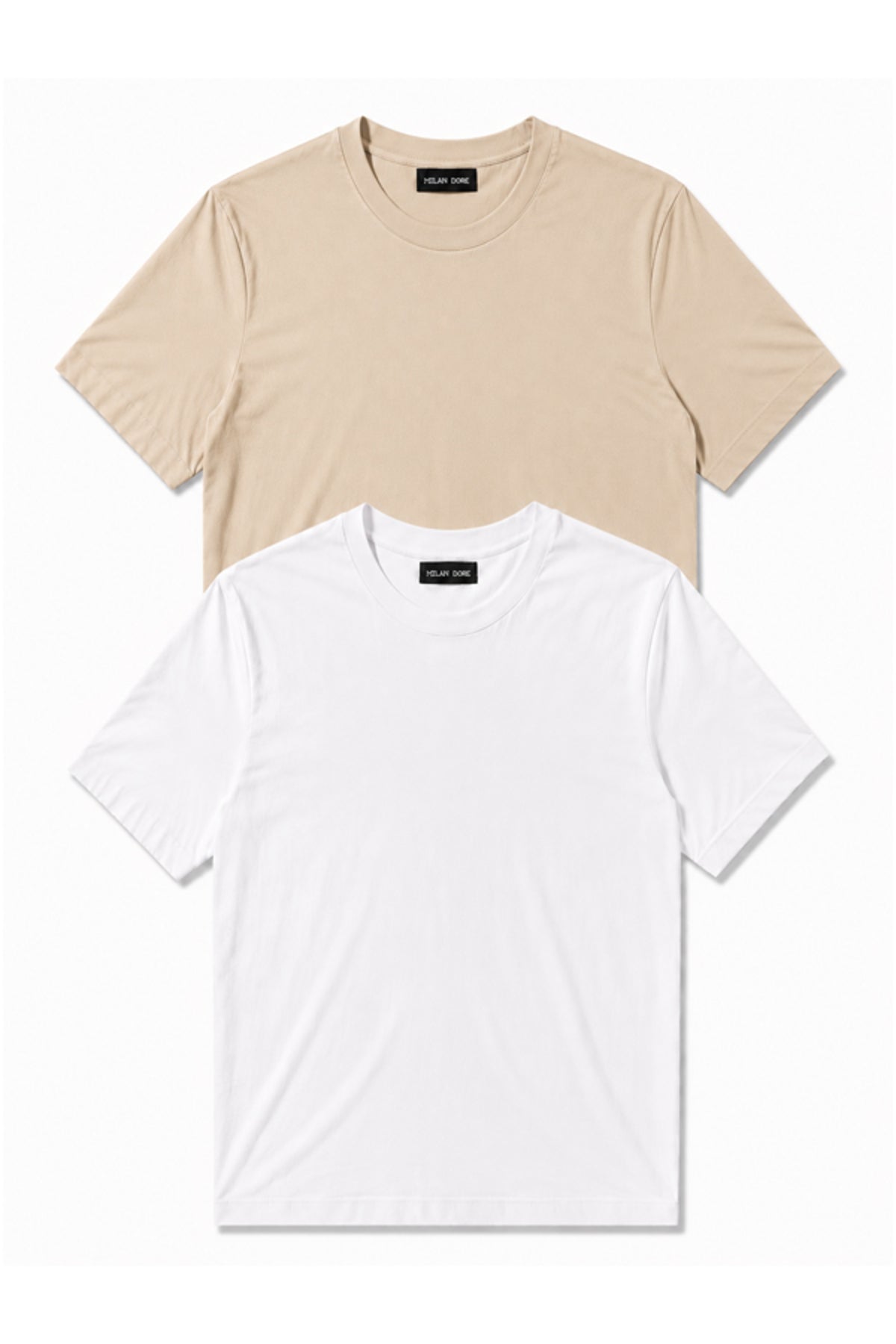 2'li Set Erkek Siyah-Lacivert Pamuklu Slim Fit Bisiklet Yaka Basic Tişört