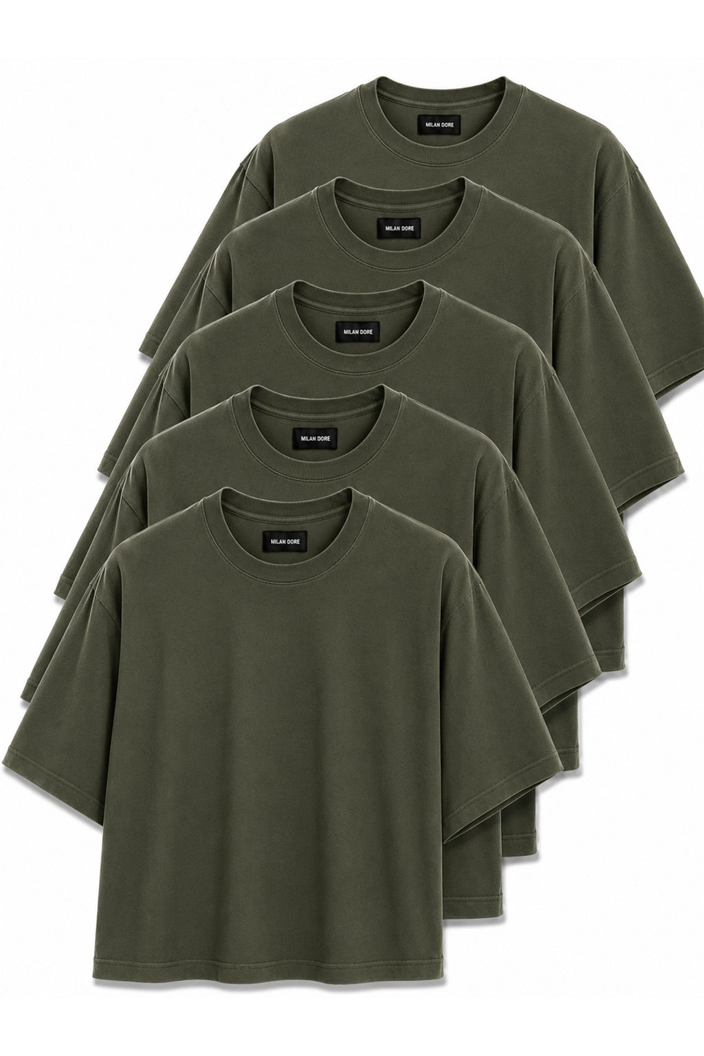 5'li Paket Unisex Oversize T-shirt Seti - Bisiklet Yaka Basic Tişört