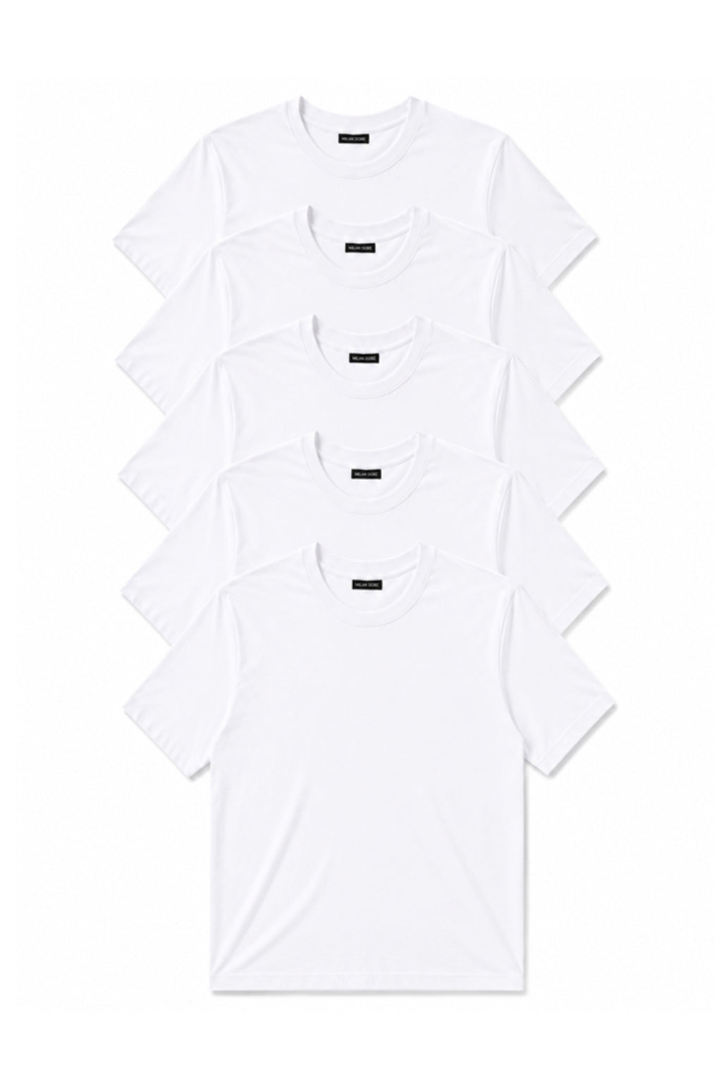 5'li Set Erkek Beyaz-Haki-Bej-Siyah-Laci Slim Fit Bisiklet Yaka Basic Tişört