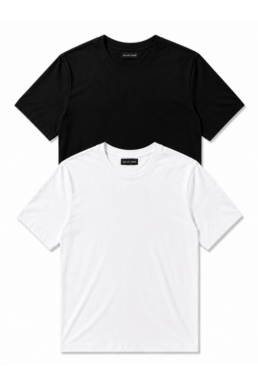 2'li Set Erkek Siyah-Lacivert Pamuklu Slim Fit Bisiklet Yaka Basic Tişört