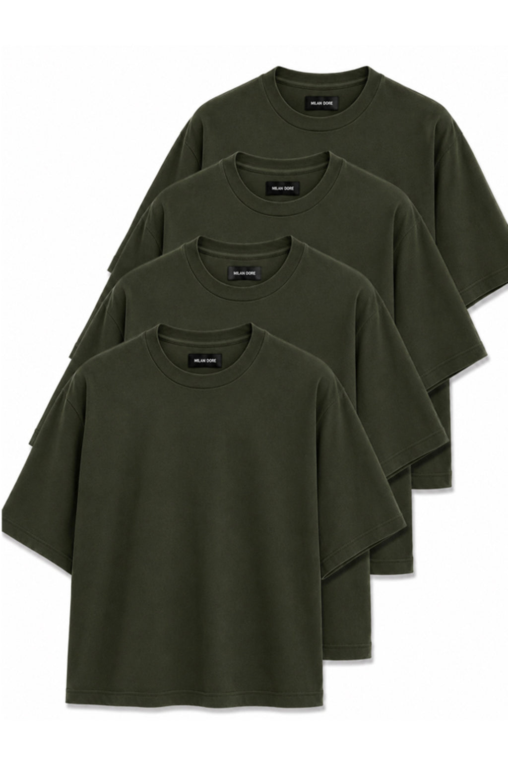 4'lü Paket B-S-B-L Unisex Oversize T-shirt Seti - Bisiklet Yaka Basic Tişört