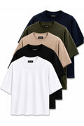 5'li Paket Unisex Oversize T-shirt Seti - Bisiklet Yaka Basic Tişört