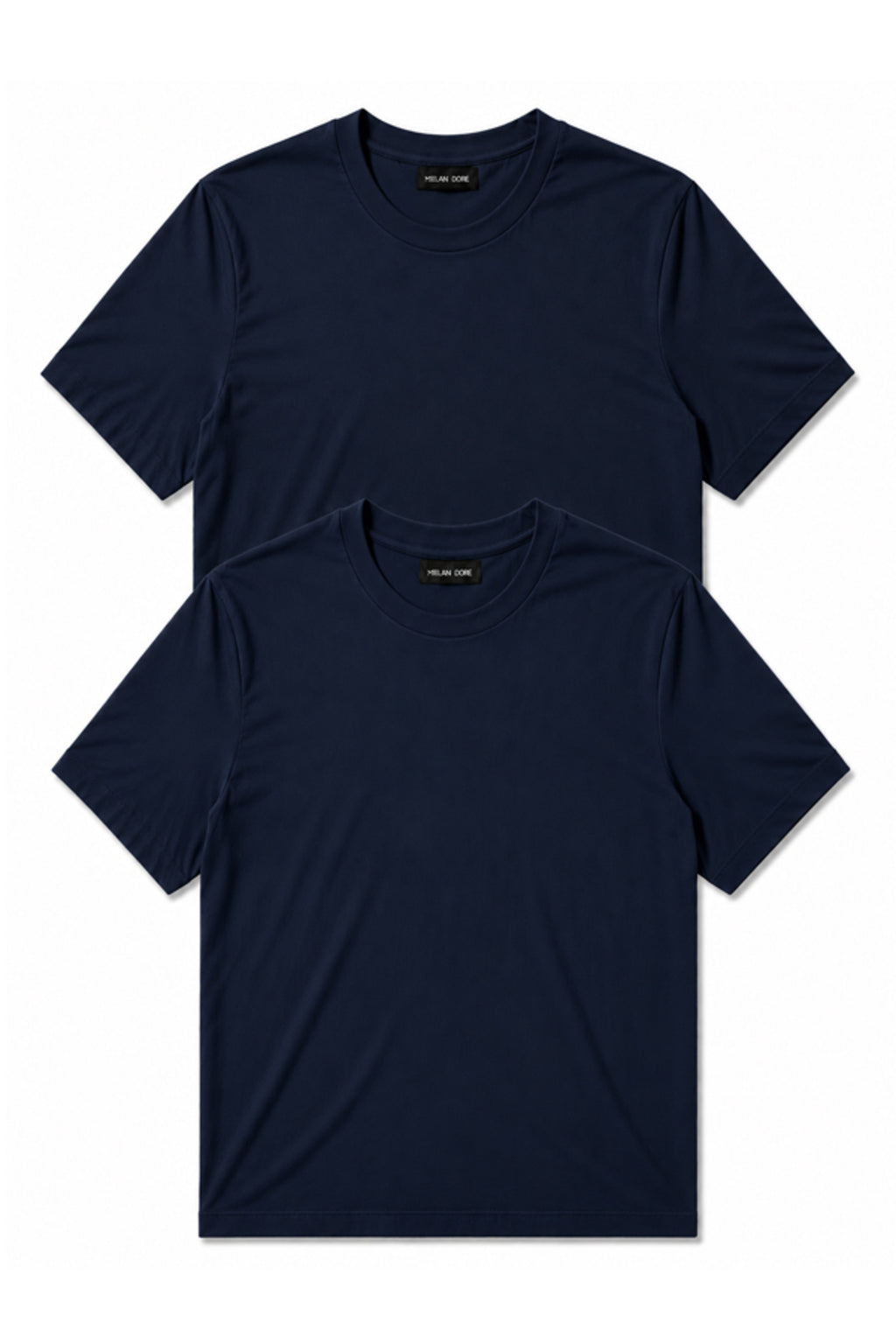 2'li Set Erkek Siyah-Lacivert Pamuklu Slim Fit Bisiklet Yaka Basic Tişört