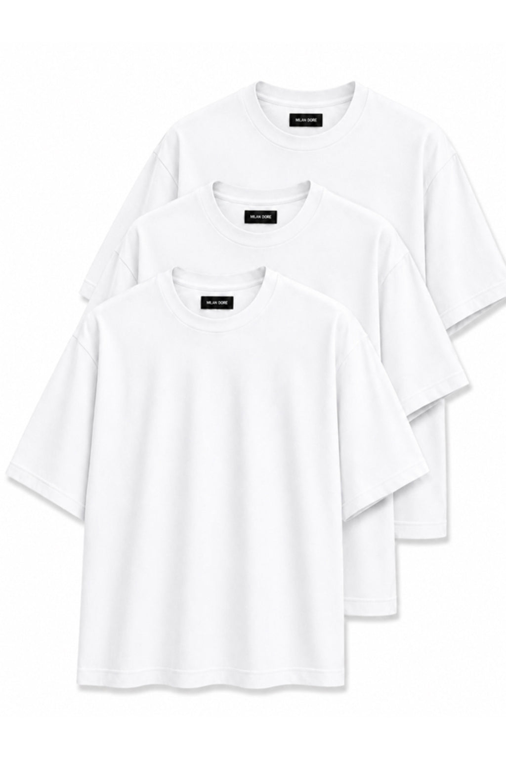 3'lü Paket Unisex Siyah Oversize T-shirt Seti - Bisiklet Yaka Basic Tişört