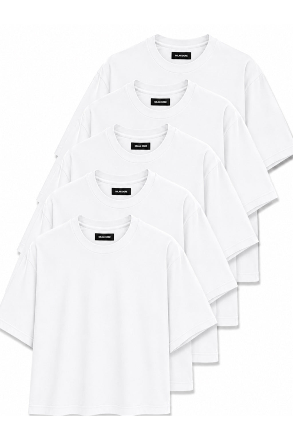 5'li Paket Unisex Oversize T-shirt Seti - Bisiklet Yaka Basic Tişört