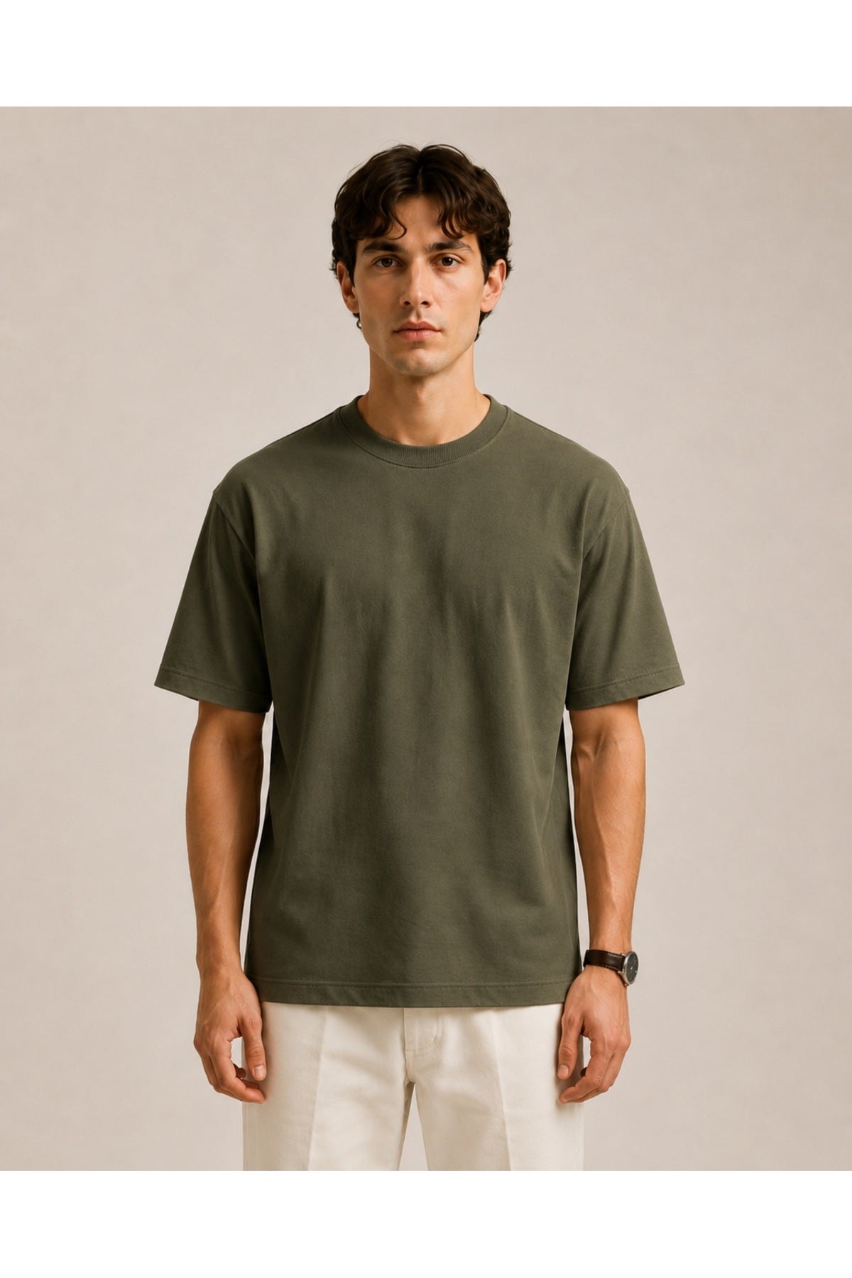 Erkek Unisex Oversize %100 Pamuk Bisiklet Yakalı Siyah T-Shirt