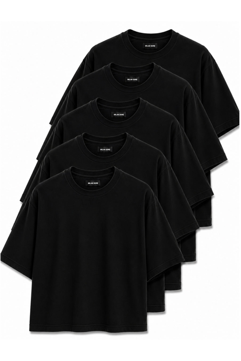 5'li Paket Unisex Oversize T-shirt Seti - Bisiklet Yaka Basic Tişört