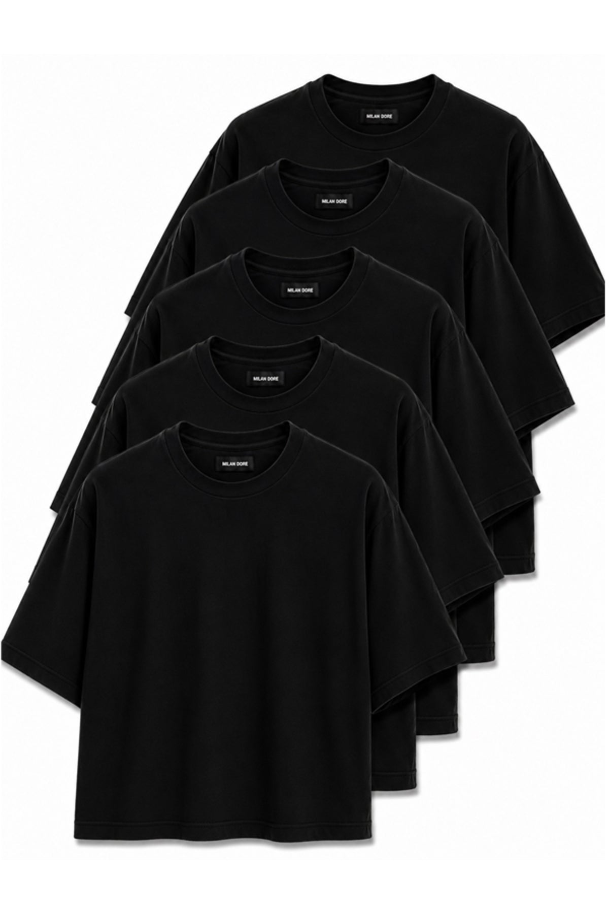 5'li Paket Unisex Oversize T-shirt Seti - Bisiklet Yaka Basic Tişört