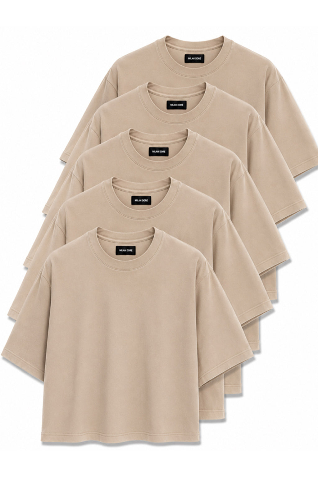 5'li Paket Unisex Oversize T-shirt Seti - Bisiklet Yaka Basic Tişört
