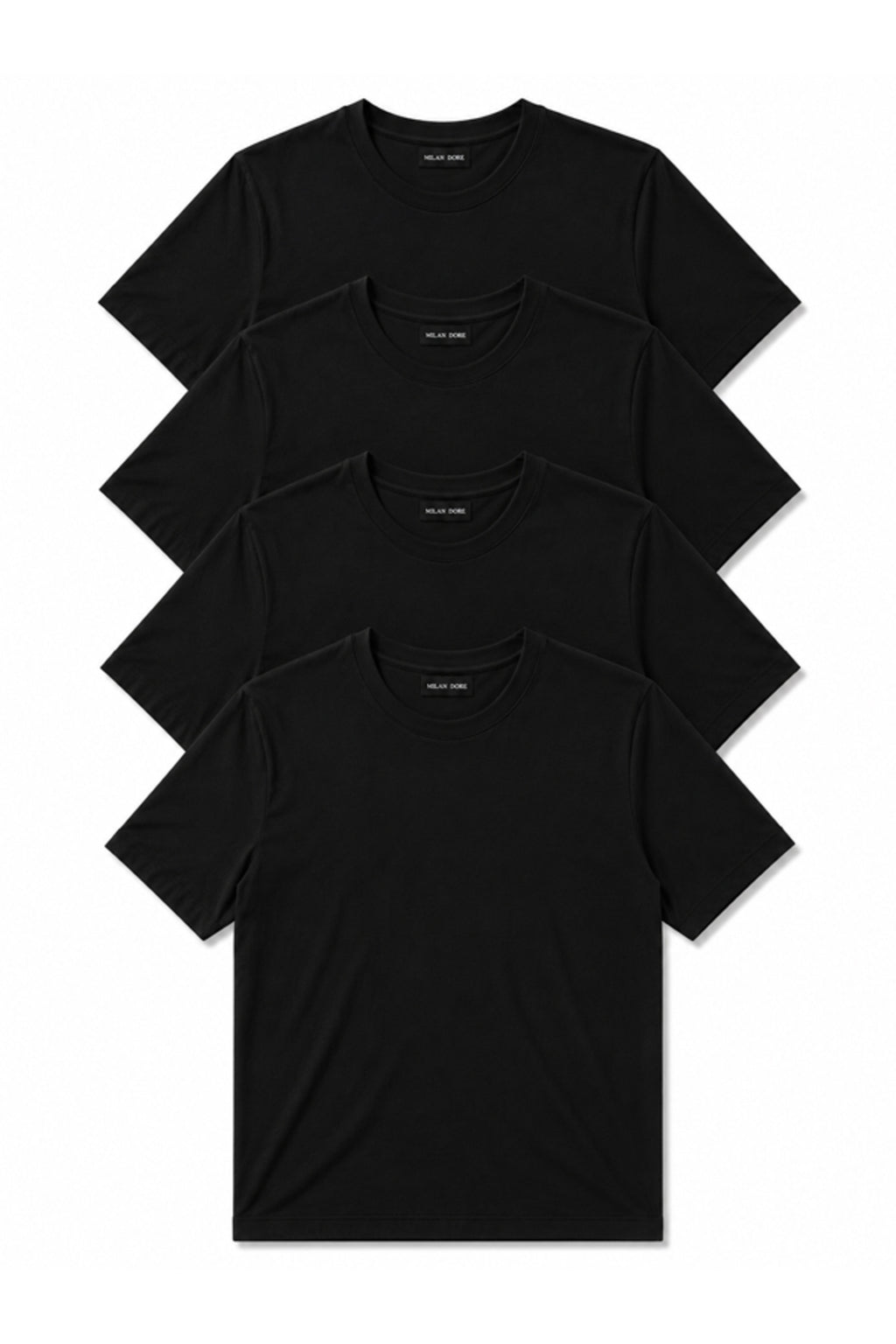4'lü Set Erkek Haki-Bej-Beyaz-Siyah Slim Fit Bisiklet Yaka Basic Tişört