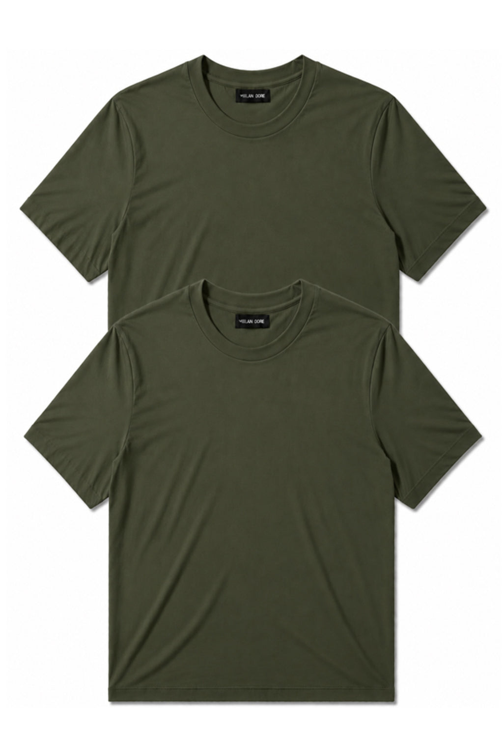 2'li Set Erkek Siyah-Lacivert Pamuklu Slim Fit Bisiklet Yaka Basic Tişört