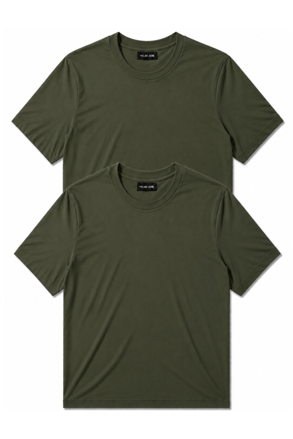2'li Set Erkek Siyah-Lacivert Pamuklu Slim Fit Bisiklet Yaka Basic Tişört