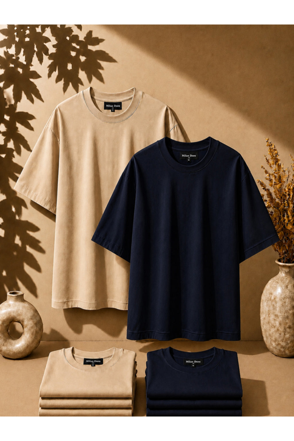 2'li Paket Unisex Siyah-Siyah Oversize T-shirt Seti - Bisiklet Yaka Basic Tişört