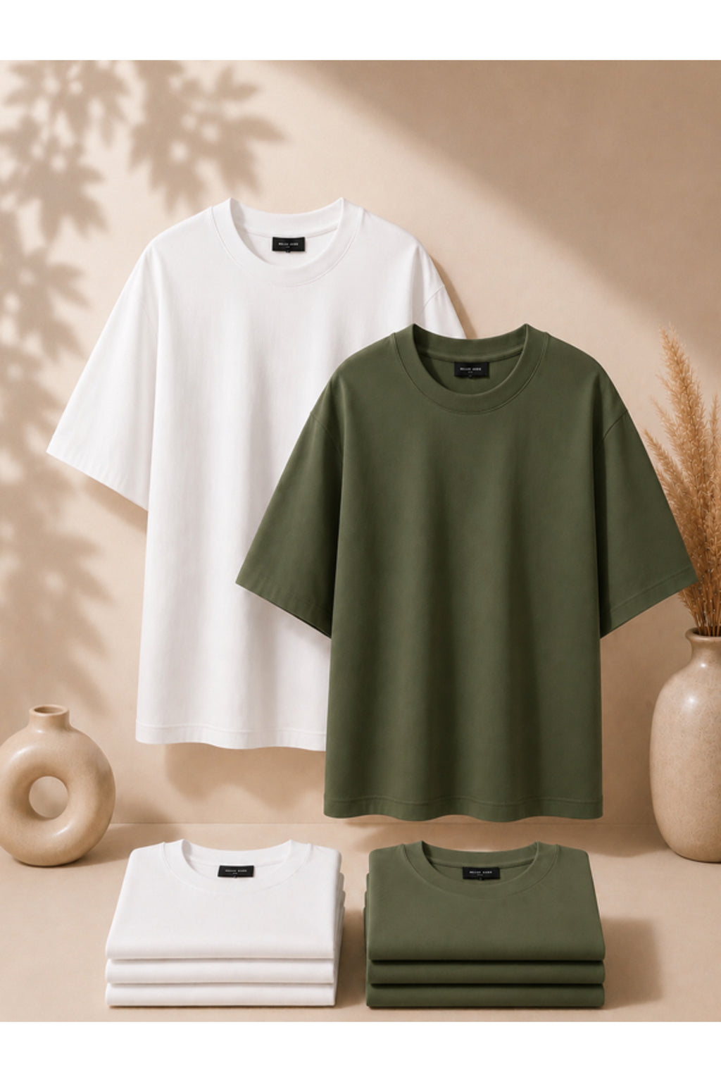 2'li Paket Unisex Siyah-Siyah Oversize T-shirt Seti - Bisiklet Yaka Basic Tişört