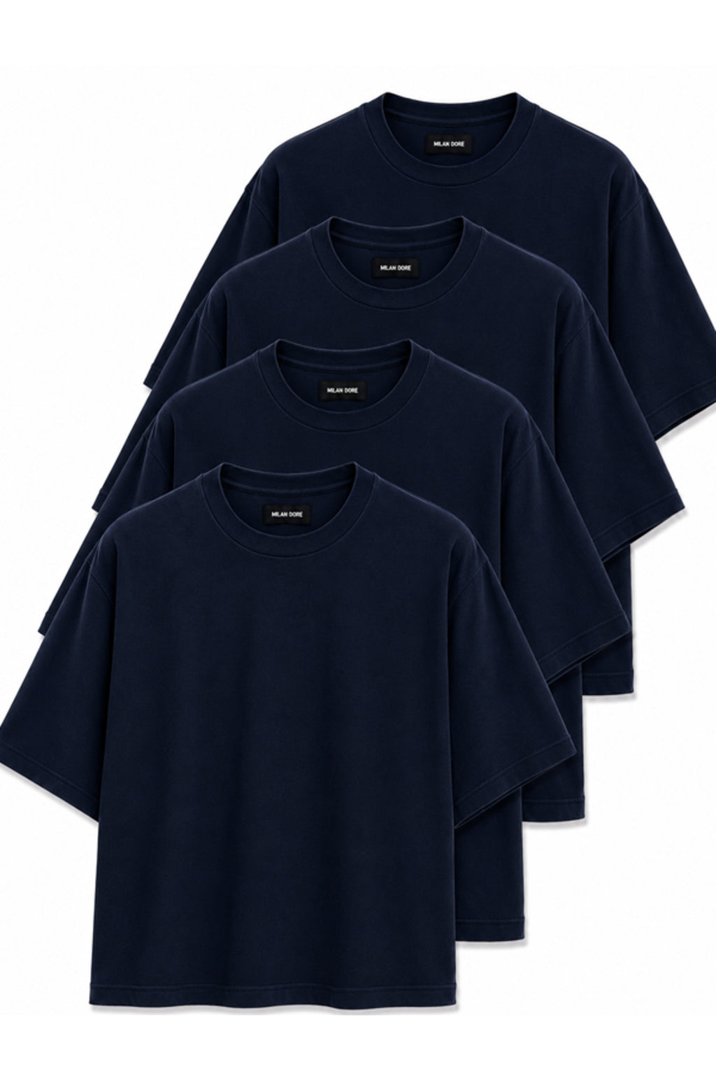 4'lü Paket B-S-B-L Unisex Oversize T-shirt Seti - Bisiklet Yaka Basic Tişört