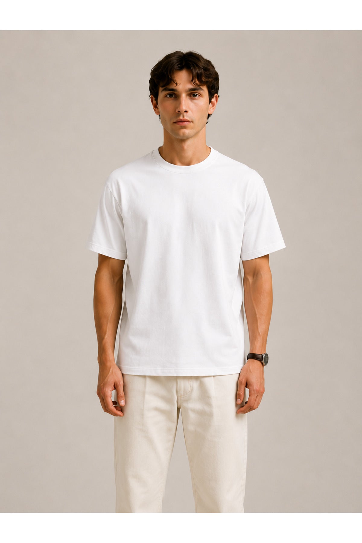 Erkek Unisex Oversize %100 Pamuk Bisiklet Yakalı Siyah T-Shirt