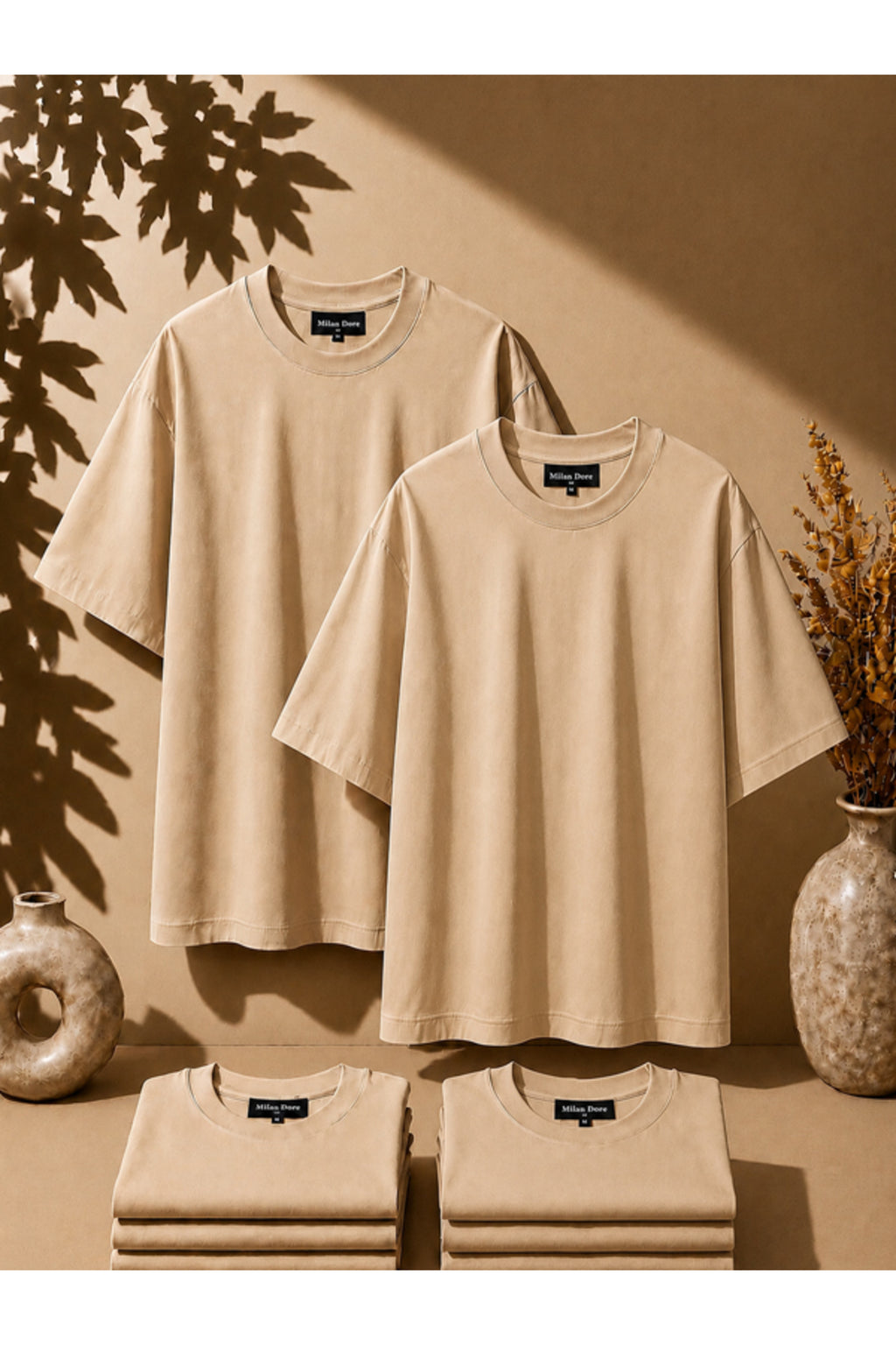 2'li Paket Unisex Siyah-Siyah Oversize T-shirt Seti - Bisiklet Yaka Basic Tişört