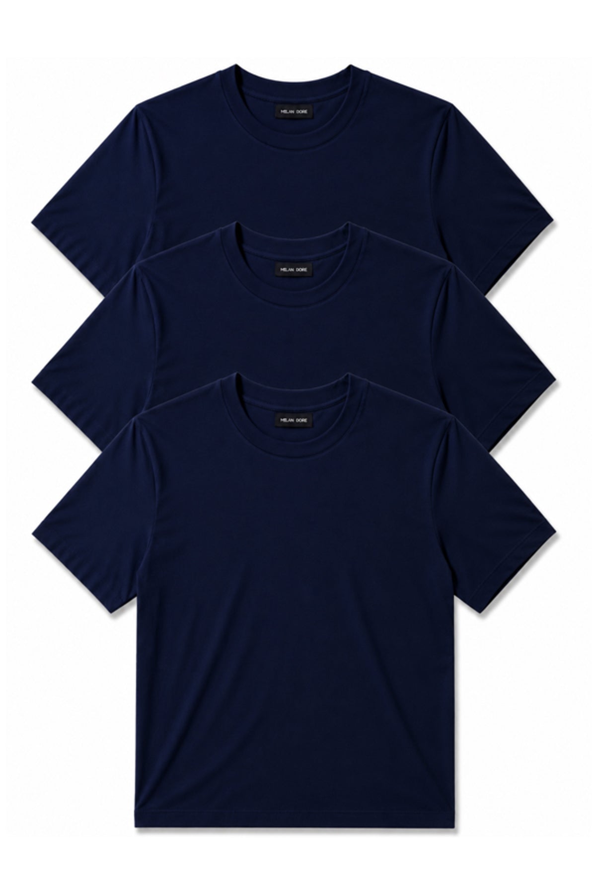 3'lü Set Erkek Siyah Slim Fit Bisiklet Yaka Basic Tişört