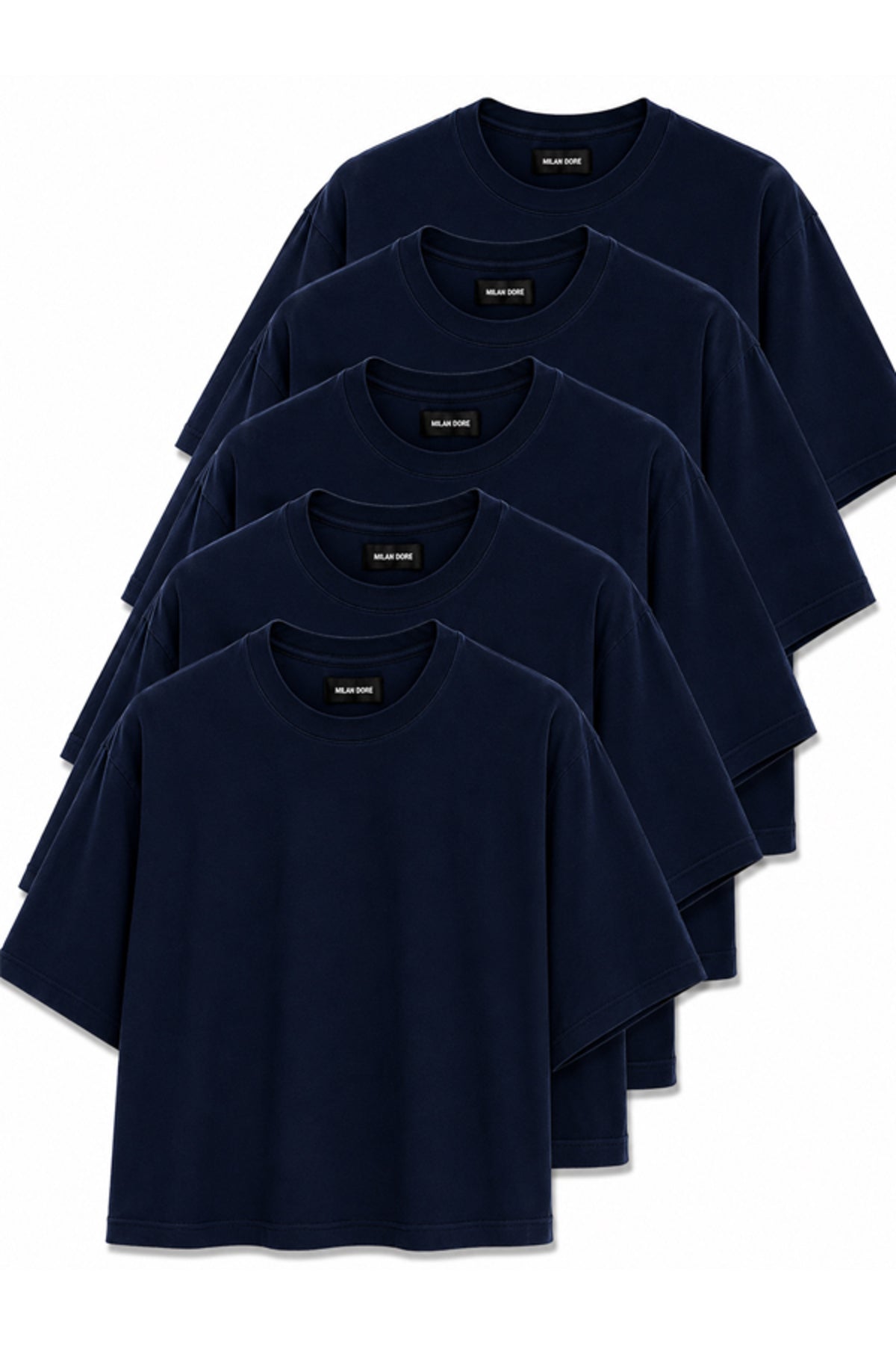 5'li Paket Unisex Oversize T-shirt Seti - Bisiklet Yaka Basic Tişört