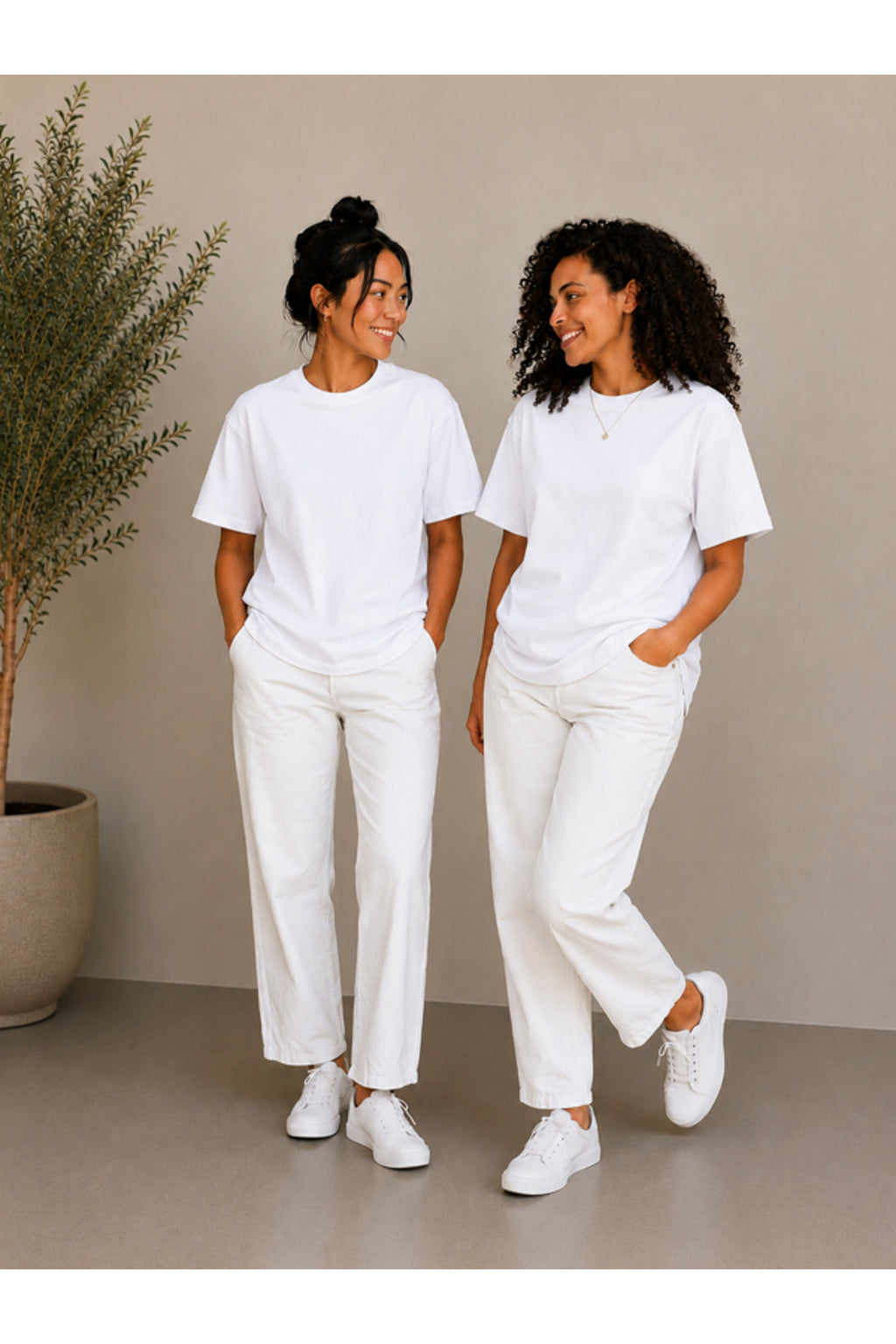 2'li Set Siyah-Siyah Oversize Kadın T-Shirt - Bisiklet Yaka Pamuklu Tişört