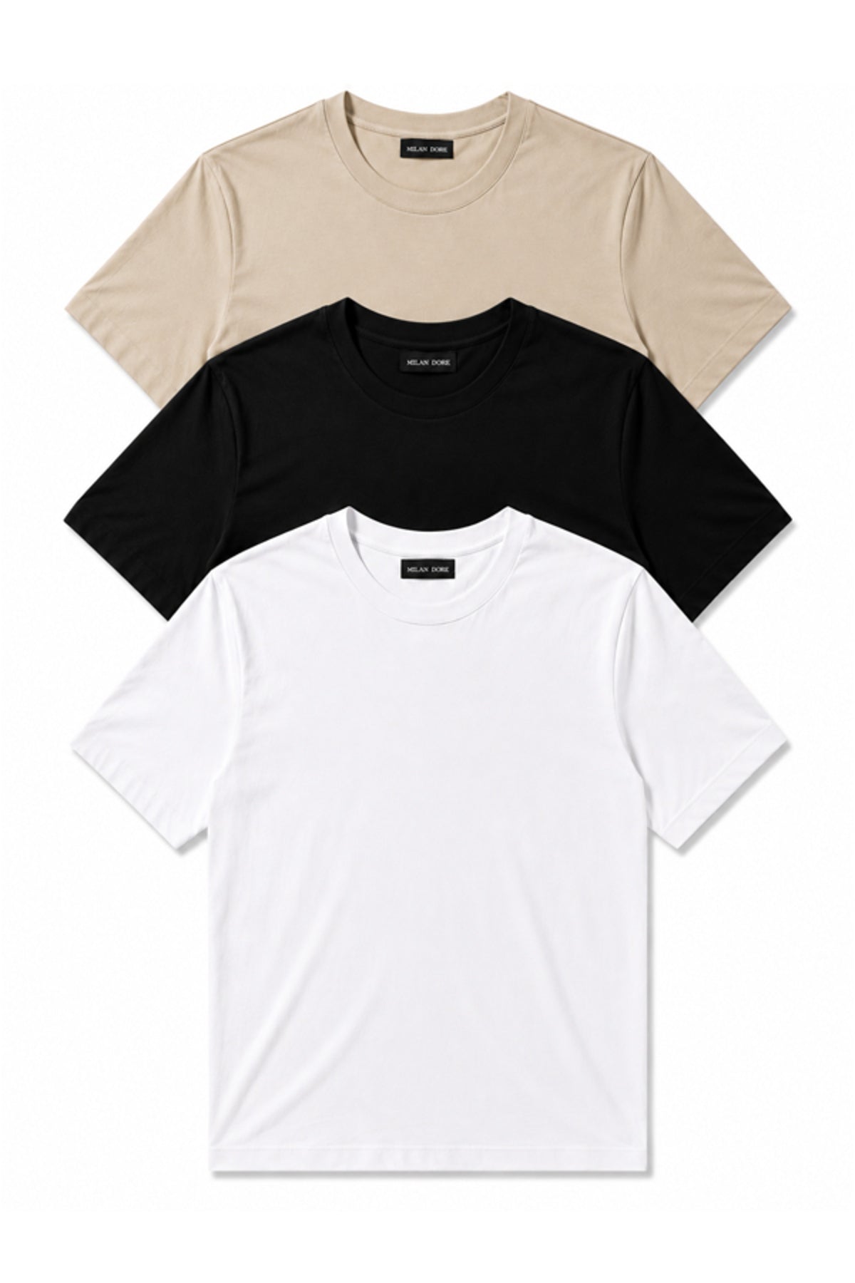 3'lü Set Erkek Siyah Slim Fit Bisiklet Yaka Basic Tişört