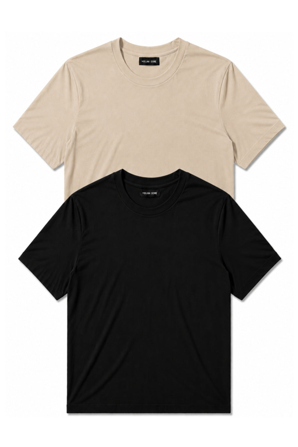 2'li Set Erkek Siyah-Lacivert Pamuklu Slim Fit Bisiklet Yaka Basic Tişört