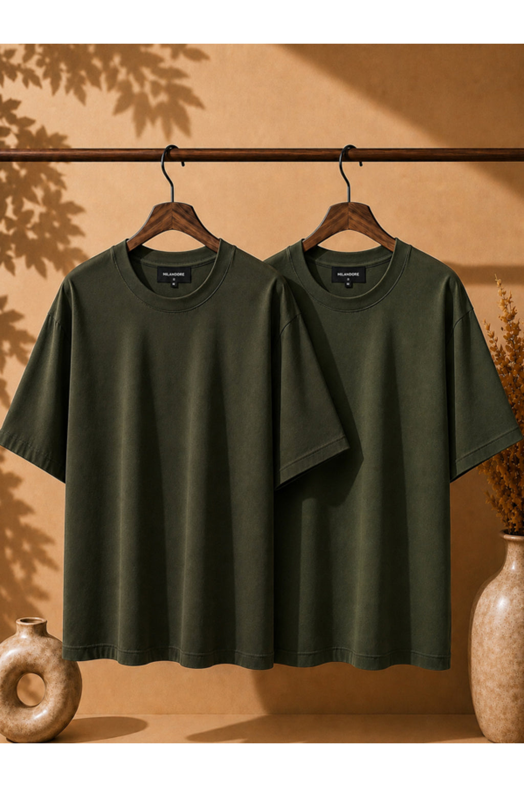 2'li Paket Unisex Siyah-Siyah Oversize T-shirt Seti - Bisiklet Yaka Basic Tişört
