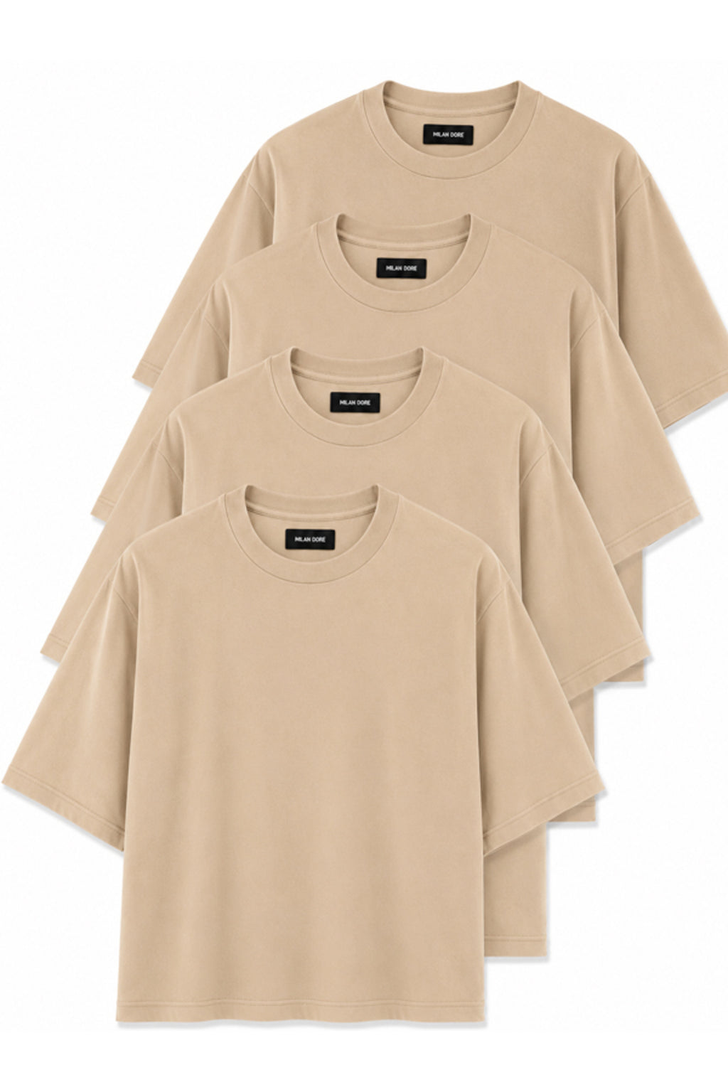 4'lü Paket B-S-B-L Unisex Oversize T-shirt Seti - Bisiklet Yaka Basic Tişört