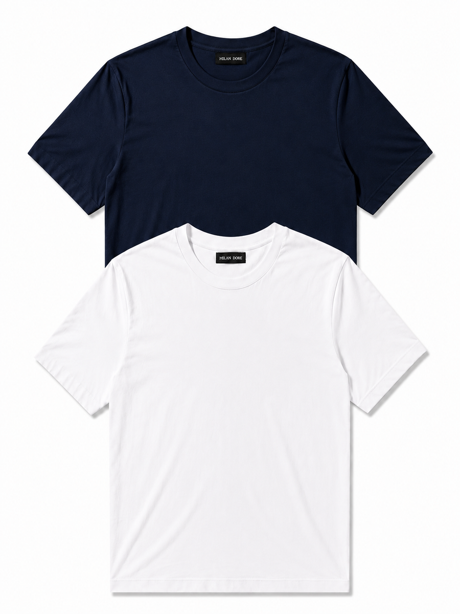 2 Adet Erkek Slim Fit %100 Pamuk Siyah T-Shirt