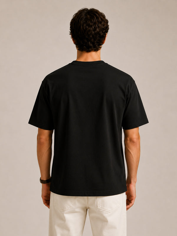 Erkek Oversize %100 Pamuk Siyah T-Shirt