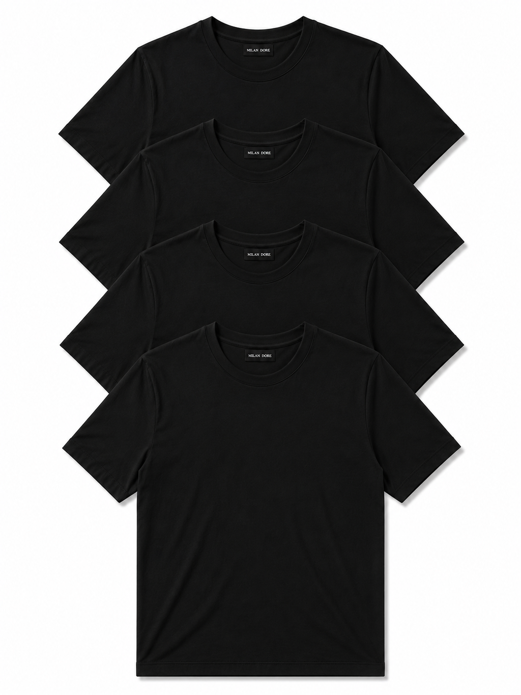 4 Adet Erkek Slim Fit %100 Pamuk Siyah T-Shirt