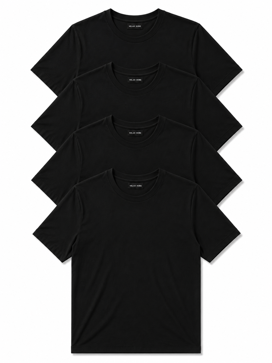 4 Adet Erkek Slim Fit %100 Pamuk Siyah T-Shirt
