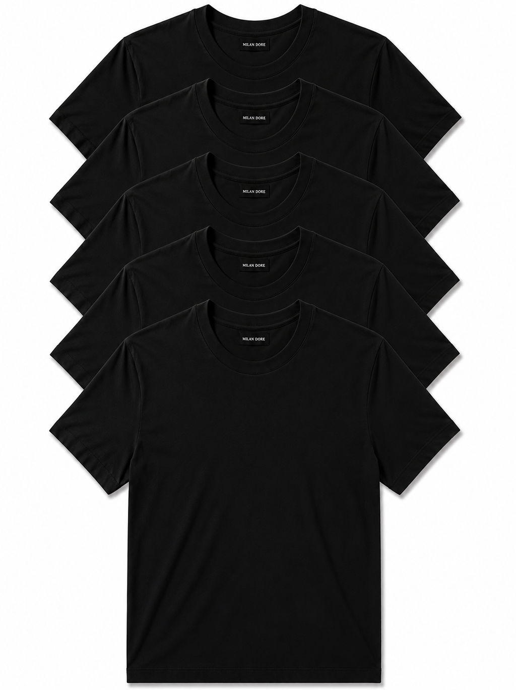 5 Adet Erkek Slim Fit %100 Pamuk Siyah T-Shirt