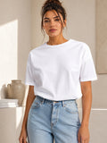 Kadın Basic Beyaz %100 Pamuk T-Shirt