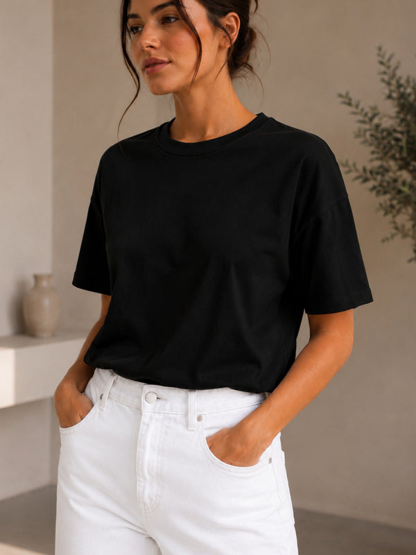 Kadın Basic Siyah %100 Pamuk T-Shirt