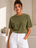 Kadın Basic Yeşil %100 Pamuk T-Shirt
