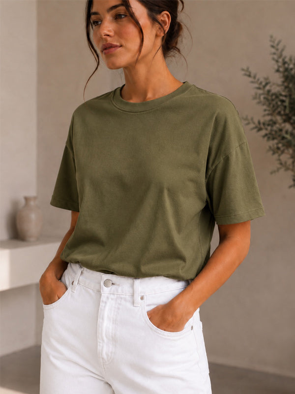 Kadın Basic Yeşil %100 Pamuk T-Shirt