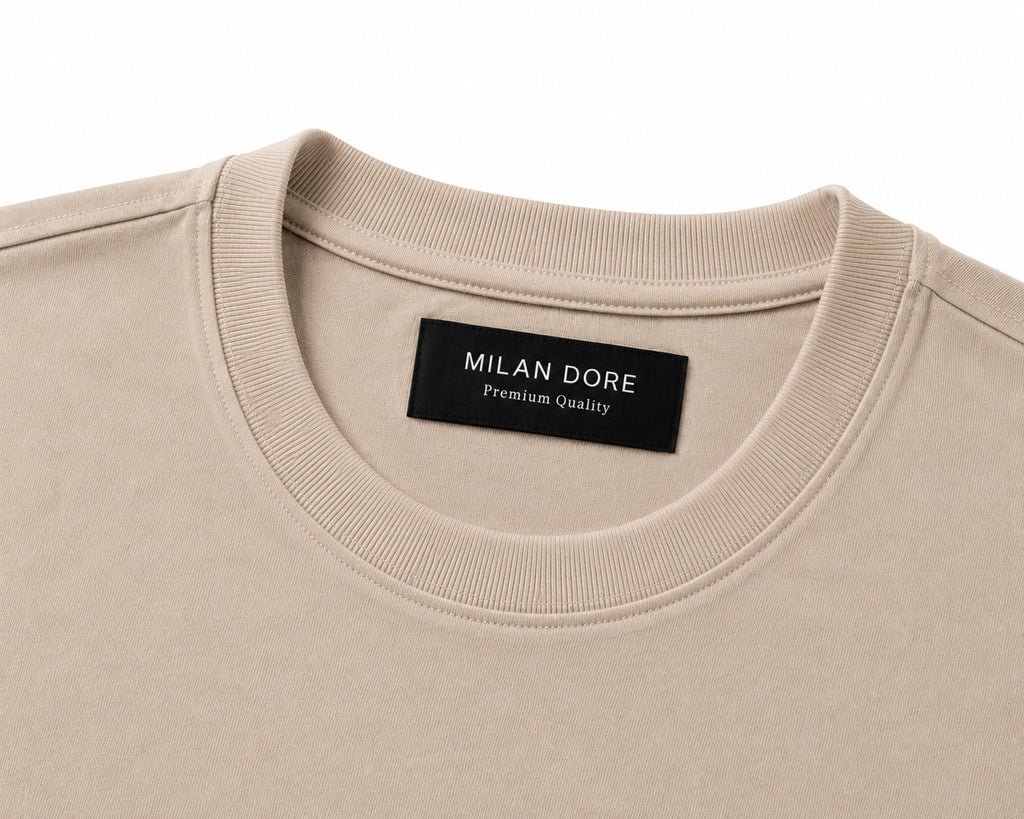 Erkek Slim Fit %100 Pamuk Bej T-Shirt