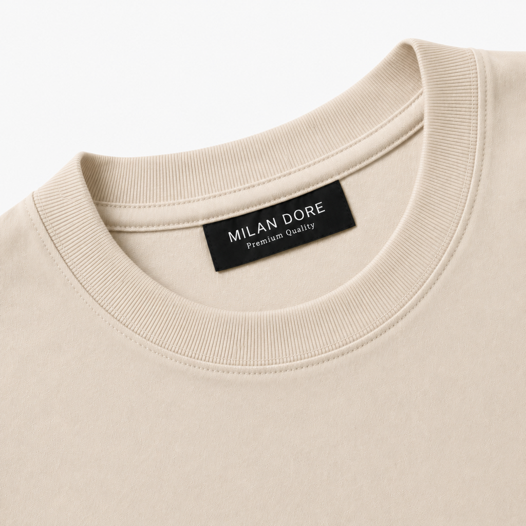 Erkek Oversize %100 Pamuk Bej T-Shirt