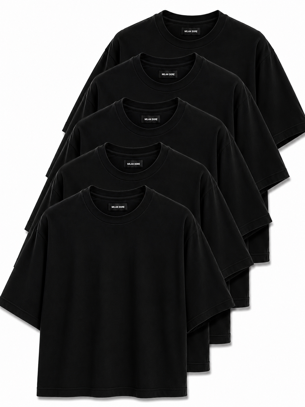 5 Adet Erkek Slim Fit %100 Pamuk Siyah T-Shirt