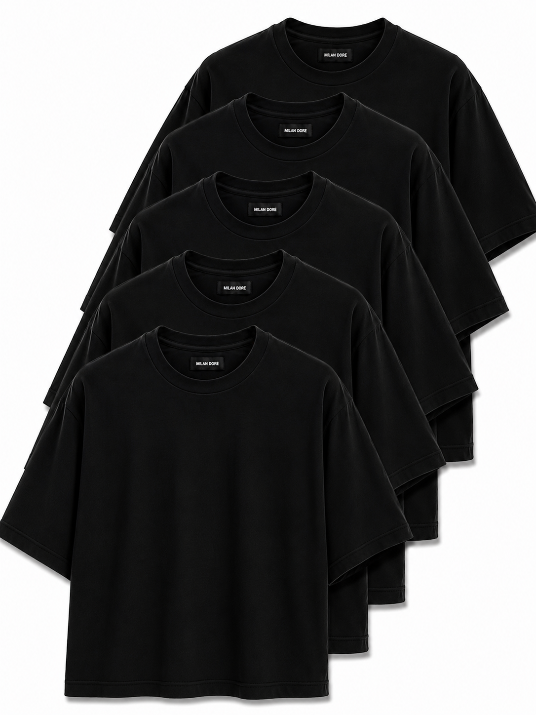 5 Adet Erkek Slim Fit %100 Pamuk Siyah T-Shirt