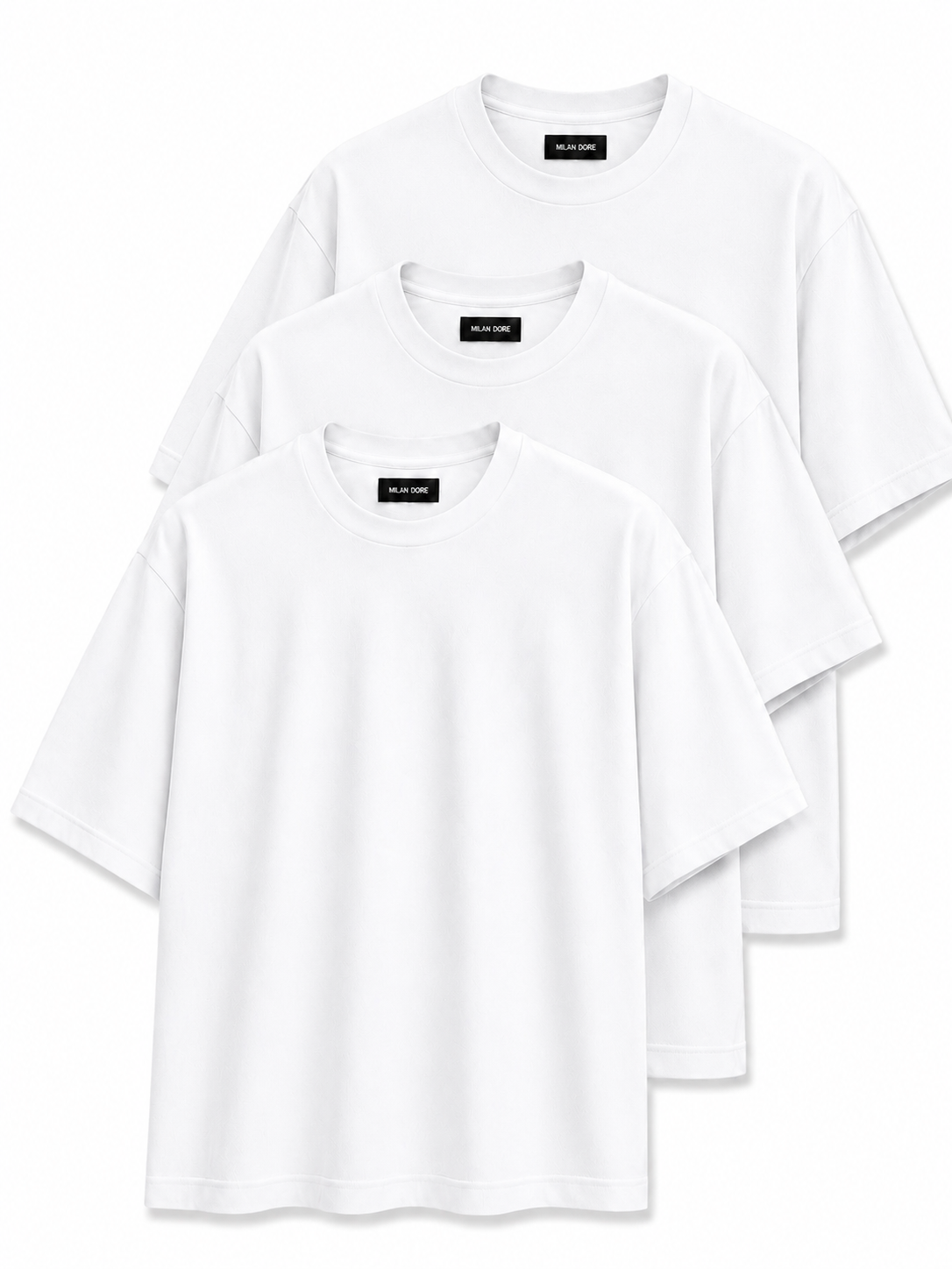 3 Adet Erkek Oversize %100 Pamuk Bej T-Shirt