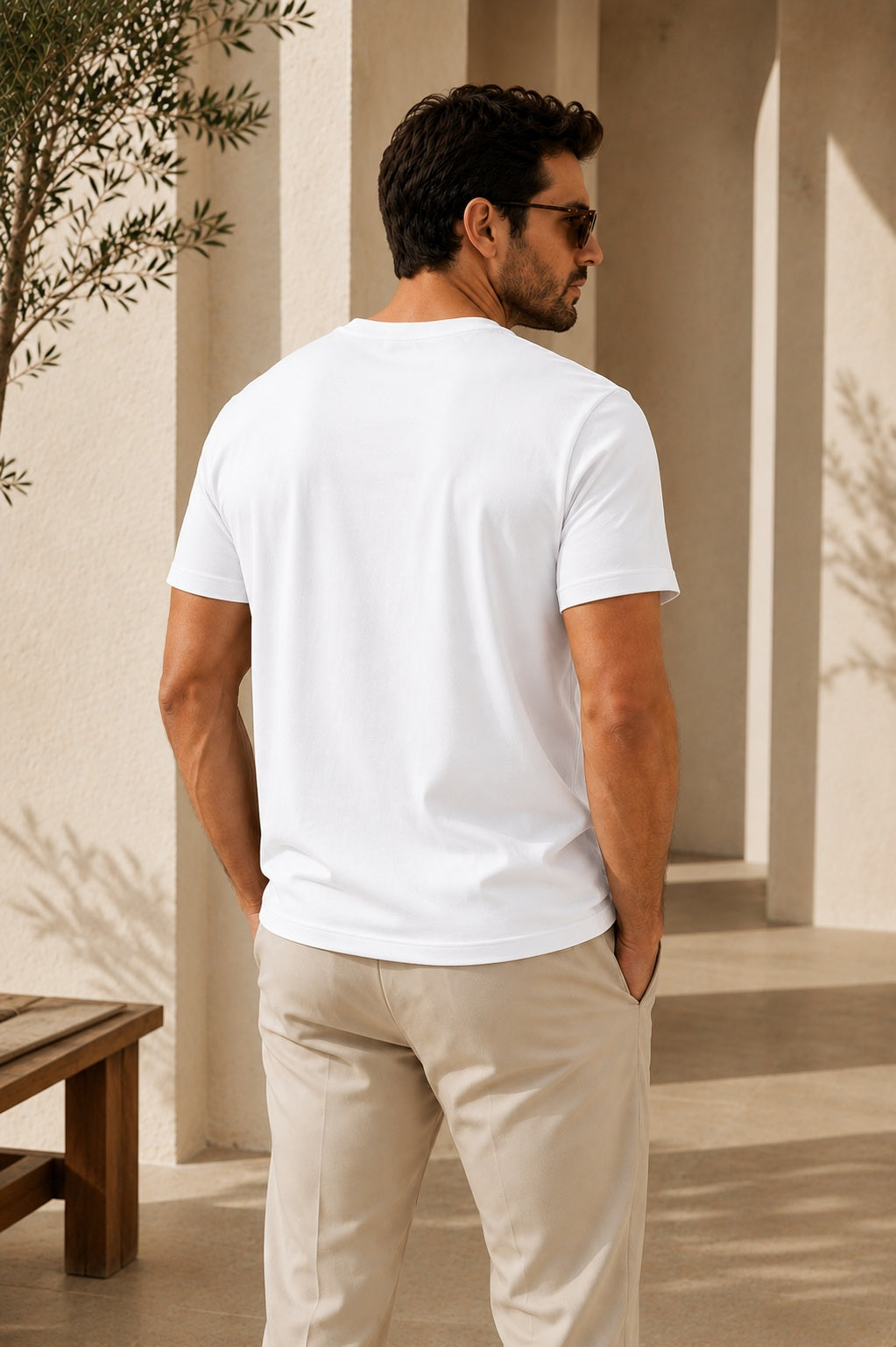 Erkek Slim Fit %100 Pamuk Beyaz T-Shirt
