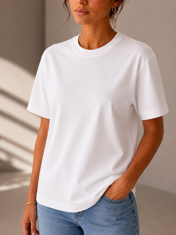 Kadın Oversize Beyaz %100 Pamuk T-Shirt