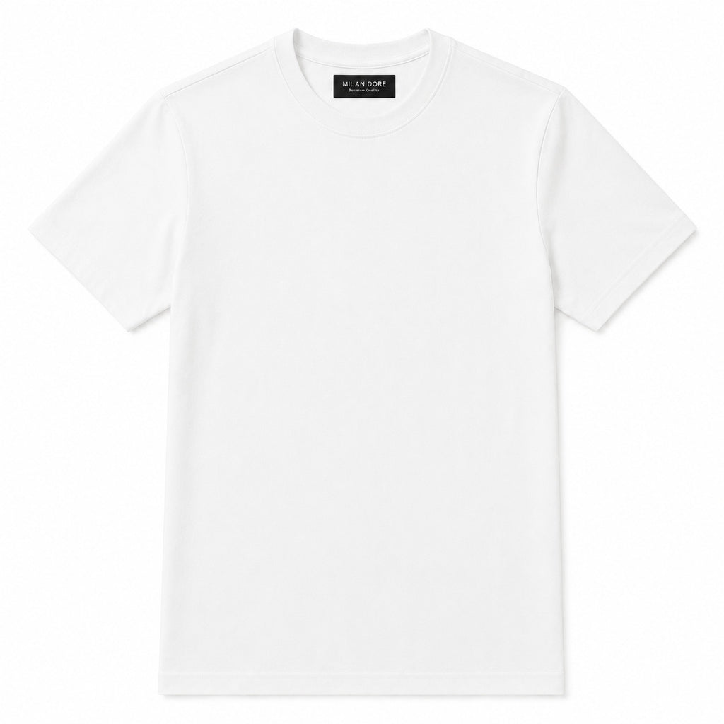 Erkek Slim Fit %100 Pamuk Beyaz T-Shirt