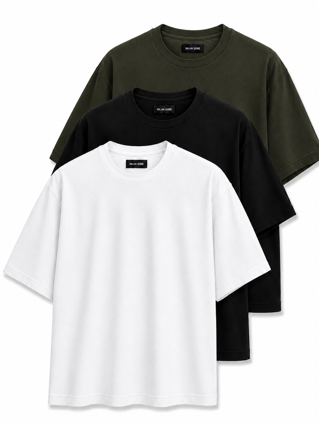 3 Adet Erkek Oversize %100 Pamuk Bej T-Shirt