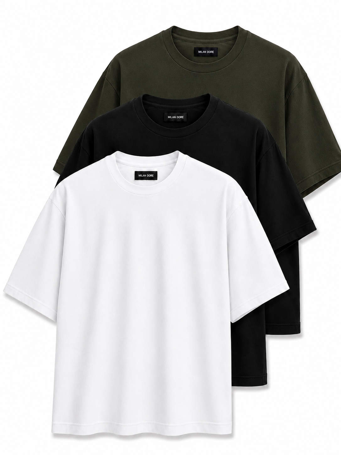 3 Adet Erkek Oversize %100 Pamuk Bej T-Shirt